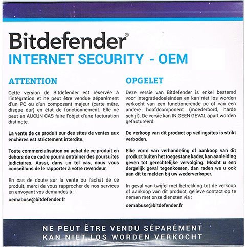   Les anti-virus monoposte   Bitdefender Internet Security OEM 1 an 1 PC CR_IS_1_12_OM