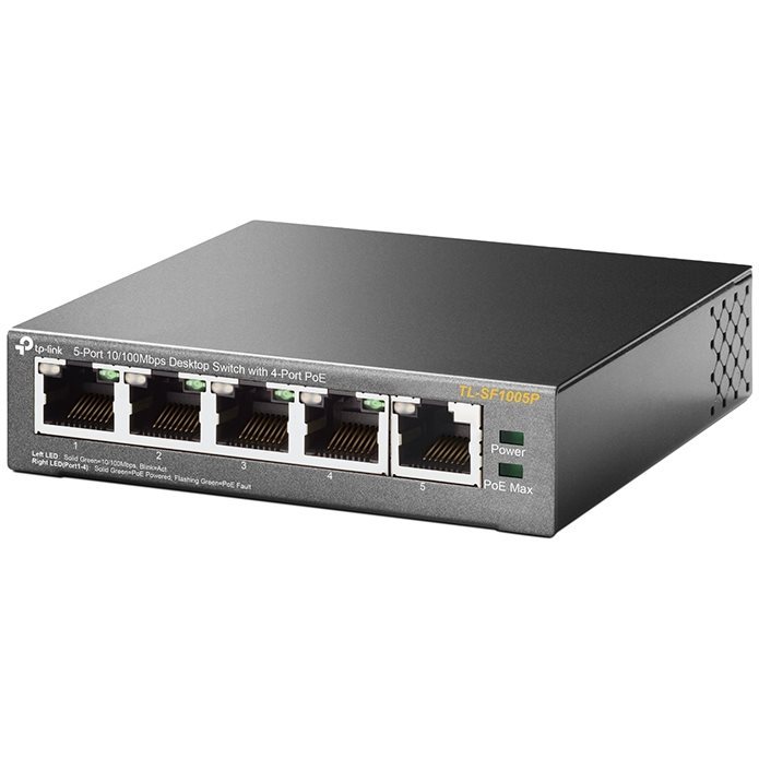 Switch 5 ports 100Mbits dont 4 PoE 58W TL-SF1005P
