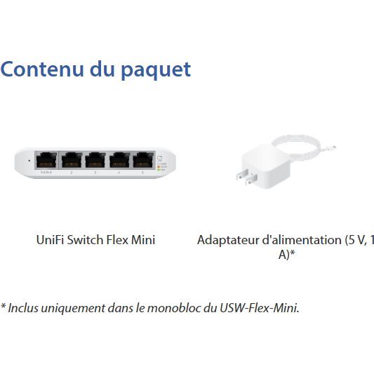 UniFi Switch 5 ports Giga dont 1 PoE in Flex Mini USW-FLEX-MINI-EU